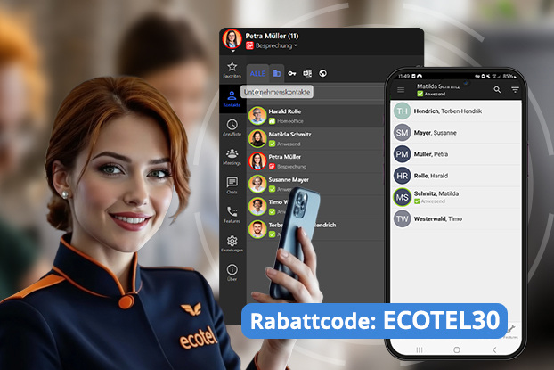 ecotel Cloud-Telefonanlage am PC und Smartphone, 30% Rabattcode: ECOTEL30